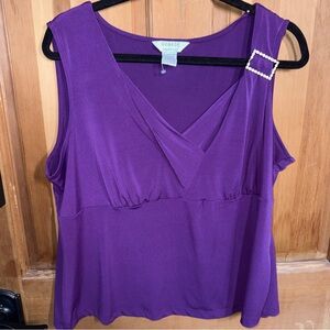 George Women’s Plus Purple Sleeveless Top Size 18W/20W Pearl Accent